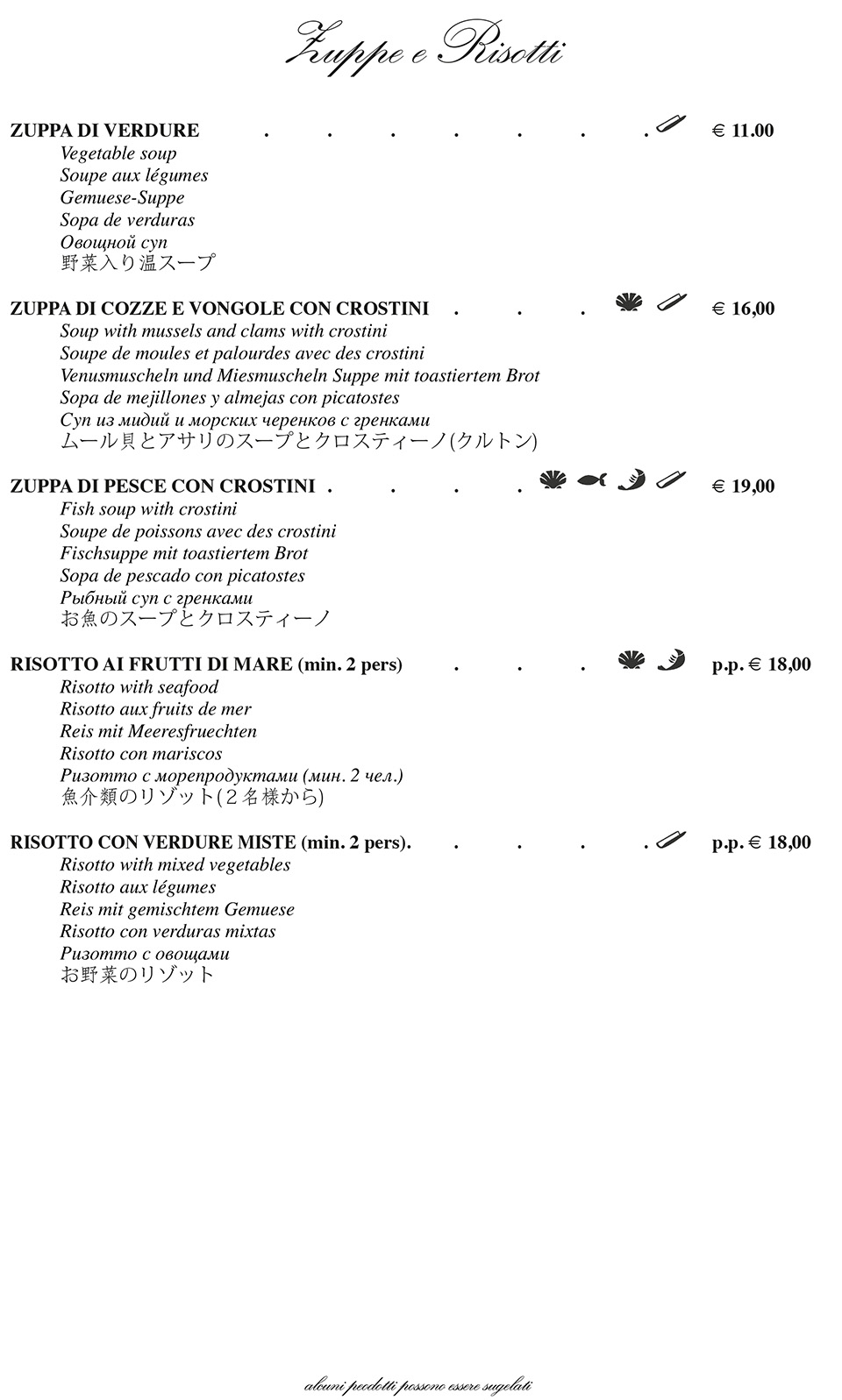 Menu zuppe e risotti